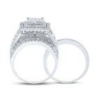 4 Carat Princess Diamond Square Bridal Wedding Ring Band Set - Side View