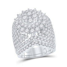 Load image into Gallery viewer, 5 Carat White Gold Round Diamond Cluster Bridal Wedding Ring Band Set - Splendid Jewellery