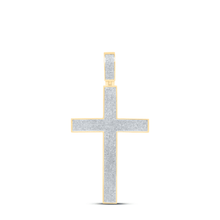 Load image into Gallery viewer, 10K Yellow Gold Round Diamond Pave - Set Cross Crucifix Charm Pendant 2 1/5 Cttw - Splendid Jewellery