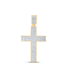 10K Yellow Gold Round Diamond Cross Charm Pendant 1 Cttw - Splendid Jewellery