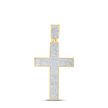 Load image into Gallery viewer, 10K Yellow Gold Round Diamond Cross Charm Pendant 1 Cttw - Splendid Jewellery