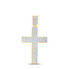10K Yellow Gold Round Diamond Cross Charm Pendant 1 Cttw - Splendid Jewellery