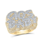 90s BABY Diamond Accent Yellow Gold Men's Ring - A Nostalgic Statement Piece - Splendid Jewellery