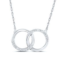 Load image into Gallery viewer, 10K White Gold Round Diamond Womens Interlocking Double Circle Pendant Necklace 1/10 Cttw - Splendid Jewellery