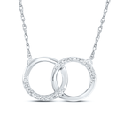 10K White Gold Round Diamond Womens Interlocking Double Circle Pendant Necklace 1/10 Cttw - Splendid Jewellery
