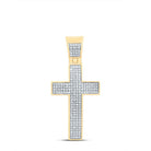 10K Yellow Gold Round Diamond Symmetrical Cross Charm Pendant 1/2 Cttw - Splendid Jewellery