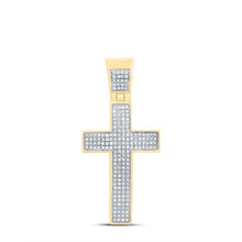 Load image into Gallery viewer, 10K Yellow Gold Round Diamond Symmetrical Cross Charm Pendant 1/2 Cttw - Splendid Jewellery
