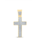 10K Yellow Gold Round Diamond Symmetrical Cross Charm Pendant 1/2 Cttw - Splendid Jewellery