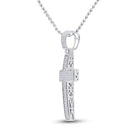 10K White Gold Round Diamond Cross Charm Pendant 1/2 Cttw - Splendid Jewellery