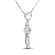 Load image into Gallery viewer, 10K White Gold Round Diamond Cross Charm Pendant 1/2 Cttw - Splendid Jewellery