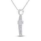 10K White Gold Round Diamond Cross Charm Pendant 1/2 Cttw - Splendid Jewellery