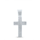 10K White Gold Round Diamond Cross Charm Pendant 1/2 Cttw - Splendid Jewellery