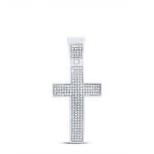 Load image into Gallery viewer, 10K White Gold Round Diamond Cross Charm Pendant 1/2 Cttw - Splendid Jewellery