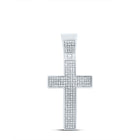 10K White Gold Round Diamond Cross Charm Pendant 1/2 Cttw - Splendid Jewellery