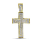 10K Yellow Gold Round Diamond Cross Crucifix Charm Pendant 7/8 Cttw - Splendid Jewellery