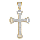 10K Yellow Gold Round Diamond Capital Cross Charm Pendant 1 Cttw - Splendid Jewellery