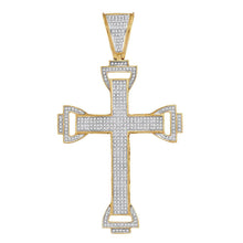 Load image into Gallery viewer, 10K Yellow Gold Round Diamond Capital Cross Charm Pendant 1 Cttw - Splendid Jewellery