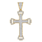 10K Yellow Gold Round Diamond Capital Cross Charm Pendant 1 Cttw - Splendid Jewellery