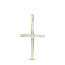 Load image into Gallery viewer, 10K Yellow Gold Round Diamond Roman Cross Large Charm Pendant 2 Cttw - Splendid Jewellery