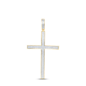 10K Yellow Gold Round Diamond Roman Cross Large Charm Pendant 2 Cttw - Splendid Jewellery
