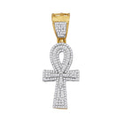 10K Yellow Gold Round Diamond Ankh Cross Religious Charm Pendant 1/2 Cttw - Splendid Jewellery