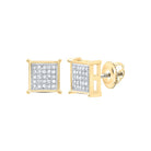 10K Yellow Gold Round Diamond P3 Gift Square Earring 1/6 Cttw - Splendid Jewellery