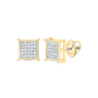10K Yellow Gold Round Diamond P3 Gift Square Earring 1/6 Cttw - Splendid Jewellery