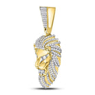 10K Yellow Gold Round Diamond Lion Head - Charm Pendant 1 1/3 Cttw - Splendid Jewellery