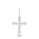 10K Yellow Gold Round Diamond Womens Paternoster Cross Faith Charm Pendant 1/3 Cttw - Splendid Jewellery