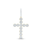 10K Yellow Gold Round Diamond Womens Paternoster Cross Faith Charm Pendant 1/3 Cttw - Splendid Jewellery