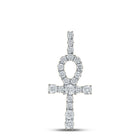 10K Yellow Gold Round Diamond Ankh Cross Charm Pendant 1/5 Cttw - Splendid Jewellery