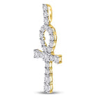 10K Yellow Gold Round Diamond Ankh Cross Charm Pendant 1/5 Cttw - Splendid Jewellery