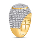 10kt Yellow Gold Diamond Mens   Flower Cluster Ring 2 Cttw | Natural Round Diamonds