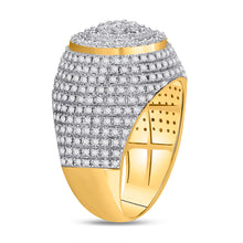 Load image into Gallery viewer, 10kt Yellow Gold Diamond Mens   Flower Cluster Ring 2 Cttw | Natural Round Diamonds