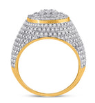 10kt Yellow Gold Diamond Mens   Flower Cluster Ring 2 Cttw | Natural Round Diamonds