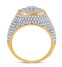 Load image into Gallery viewer, 10kt Yellow Gold Diamond Mens   Flower Cluster Ring 2 Cttw | Natural Round Diamonds