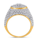 10kt Yellow Gold Diamond Mens   Flower Cluster Ring 2 Cttw | Natural Round Diamonds