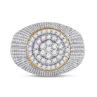 10kt Yellow Gold Diamond Mens   Flower Cluster Ring 2 Cttw | Natural Round Diamonds