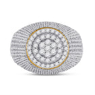 10kt Yellow Gold Diamond Mens   Flower Cluster Ring 2 Cttw | Natural Round Diamonds
