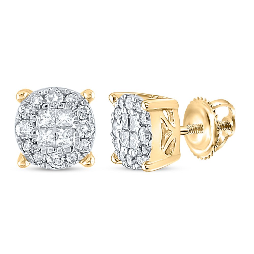 14K Yellow Gold Luxury Diamond Cluster Earrings - Splendid Jewellery