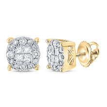 Load image into Gallery viewer, 14K Yellow Gold Luxury Diamond Cluster Earrings - Splendid Jewellery