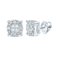 Load image into Gallery viewer, 14K White Gold Modern Diamond Earrings for Everyday Wear - Splendid Jewellery