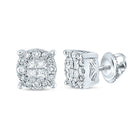 14K White Gold Modern Diamond Earrings for Everyday Wear - Splendid Jewellery