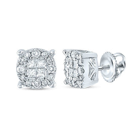 14K White Gold Modern Diamond Earrings for Everyday Wear - Splendid Jewellery