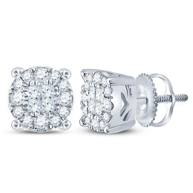 14K White Gold Modern Diamond Earrings for Everyday Wear - Splendid Jewellery
