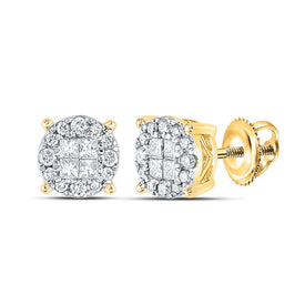 Diamond Cluster Earrings in 14K Yellow Gold Gift Edition - Splendid Jewellery