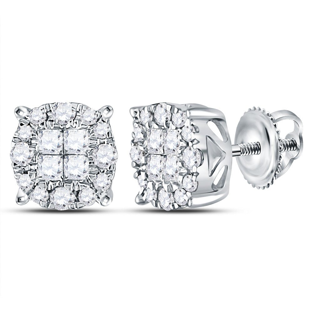 14K White Gold Gift - Ready Diamond Earrings for Everyday Wear - Splendid Jewellery