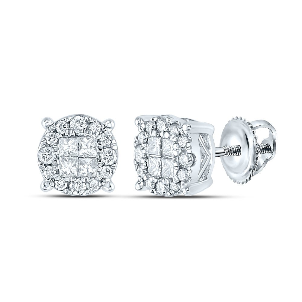 14K White Gold Gift - Ready Diamond Earrings for Everyday Wear - Splendid Jewellery