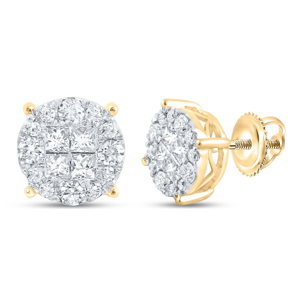 Princess Diamond Cluster Earrings 1 Cttw - Splendid Jewellery