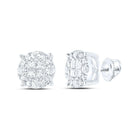 14K White Gold Princess Diamond Cluster Earrings - Splendid Jewellery